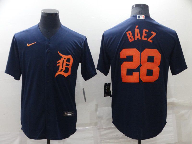 Men Detroit Tigers #28 Baez Dark Blue Game Nike 2022 MLB Jersey